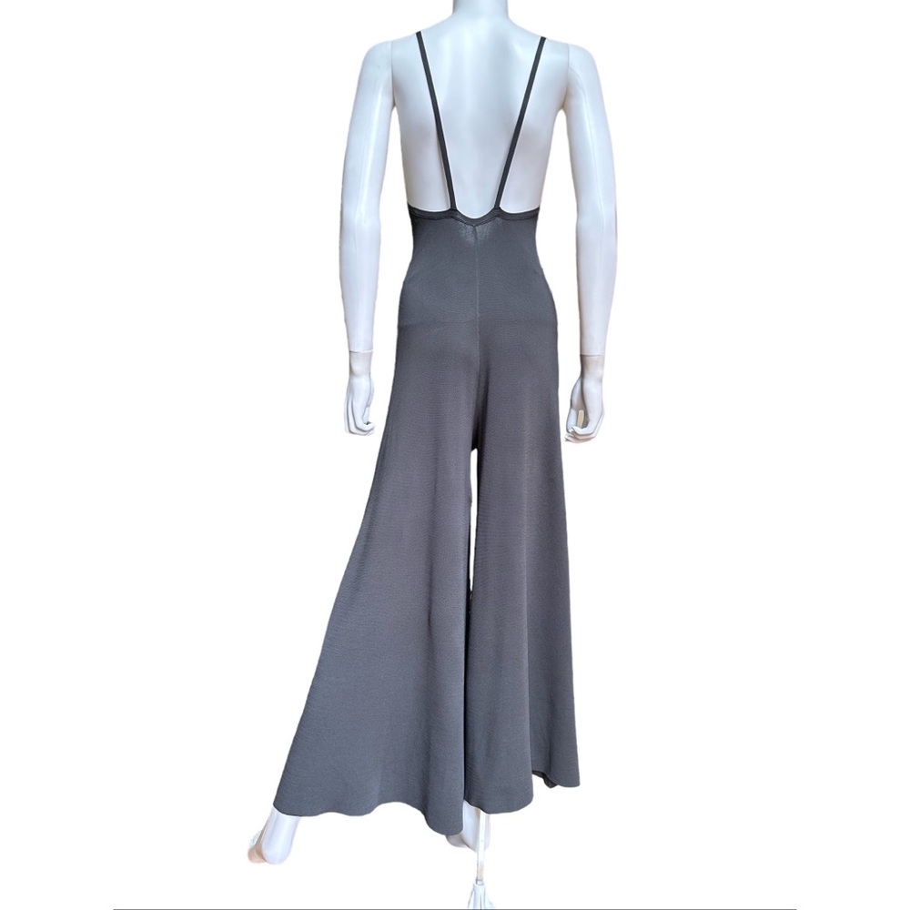 Zara Grey Knit Strappy Wide Flare Leg Jumpsuit, NWT, S - Picture 5 of 14